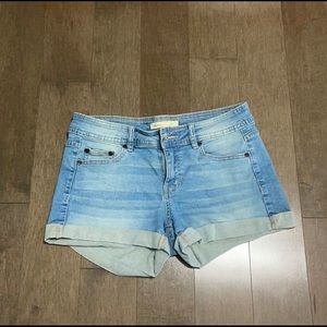 Light wash denim shorts